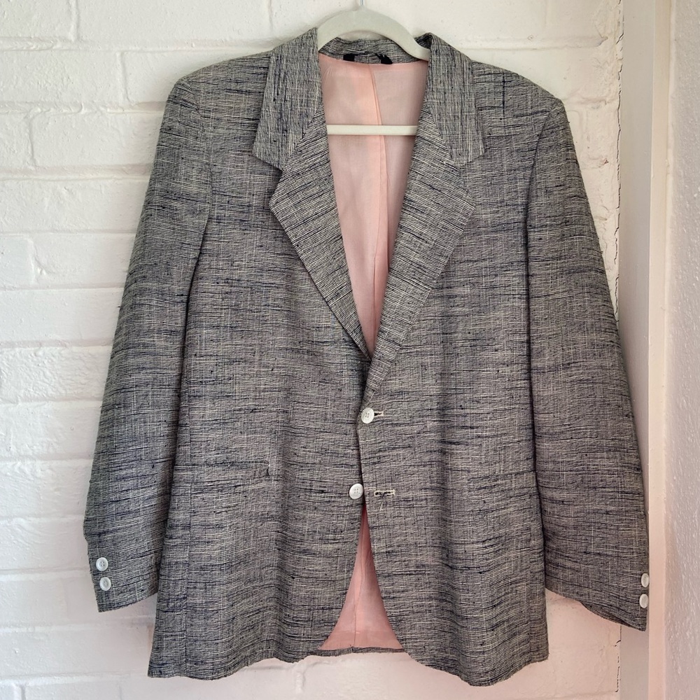 Vintage Christian Dior Tweed Black & White Textured Blazer